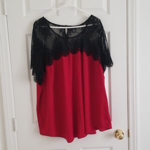 Torrid Red with Black Lace Top Size 4